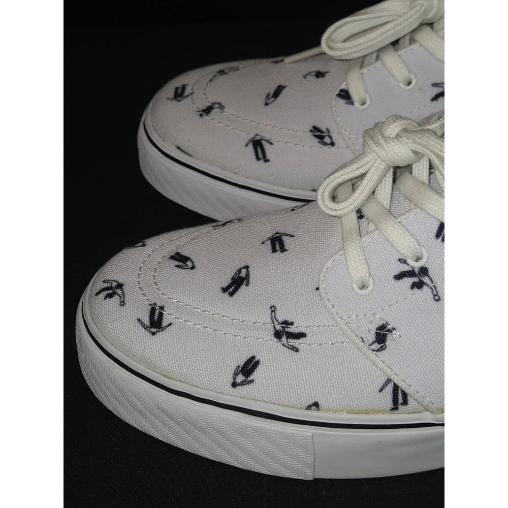 Nike SB Stefan Janoski White Black Skateboard print Shoes Mens Size 9‎ I